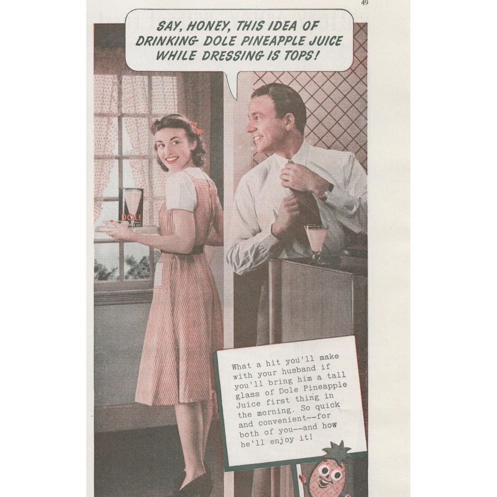 Vintage 1941 Dole Pineapple Juice Print Ad Hawaii Retro Kitchen Tiki Decor